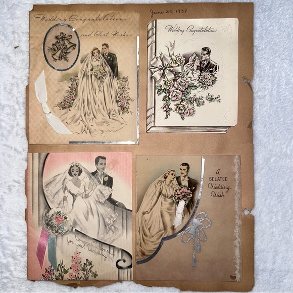 Vintage Wedding Cards from 1938 Lot - Picture 3 of 6